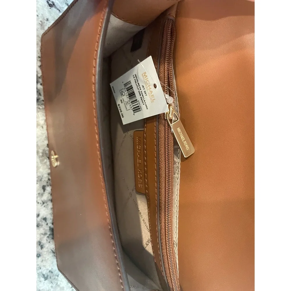 Michael Kors Jet Set Full Flap‎ Chain Crossbody Bag Monogram Oatmeal core
